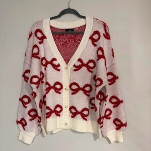 VICI Darling You Bow Sweater (cream & crimson red)